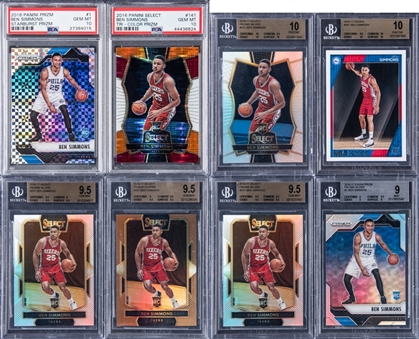 2016-17 Assorted Brands Ben Simmons Graded Rookie Cards Collection (8) Including Silver Prizm and Copper Select Prizm